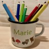 Personalised enamel mug for children with forest animals
