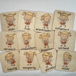 Emotion cards set with matching holder (german)